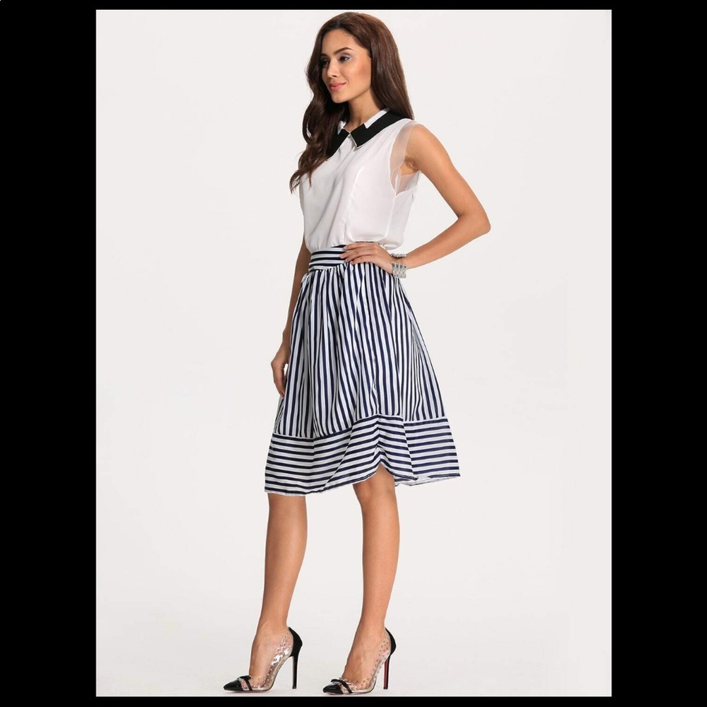 Blue Striped Vintage Skirt |One Size|